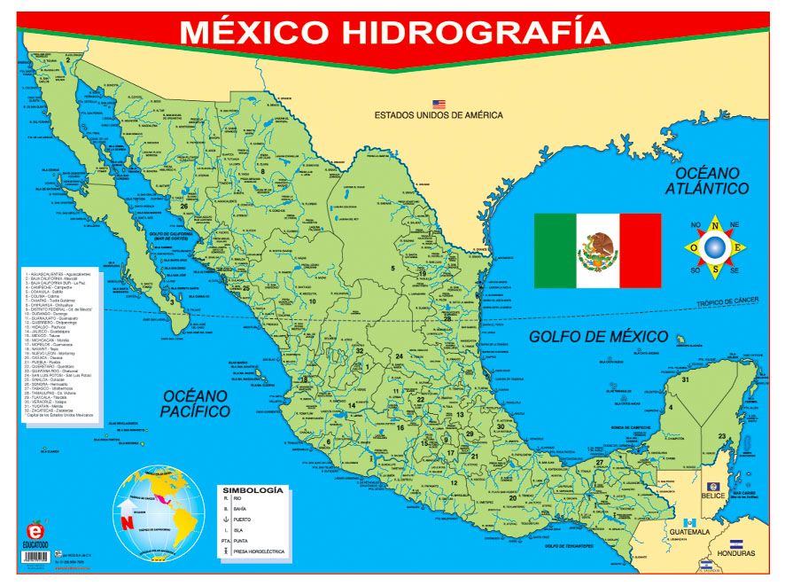 POSTER MEXICO HIDROGRAFIA