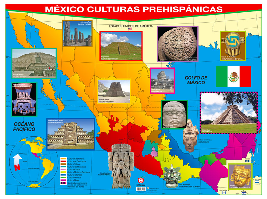 POSTER MEXICO CULTURAS PREHISPANICAS