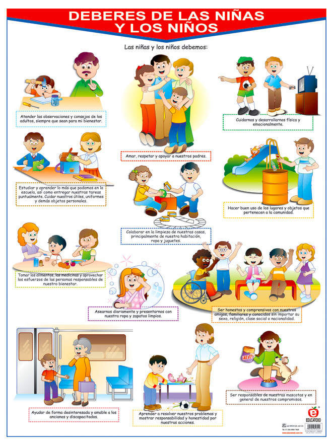 POSTER DERECHOS Y DEBERES DE LAS NIÑAS Y LOS NIÑOS C/B