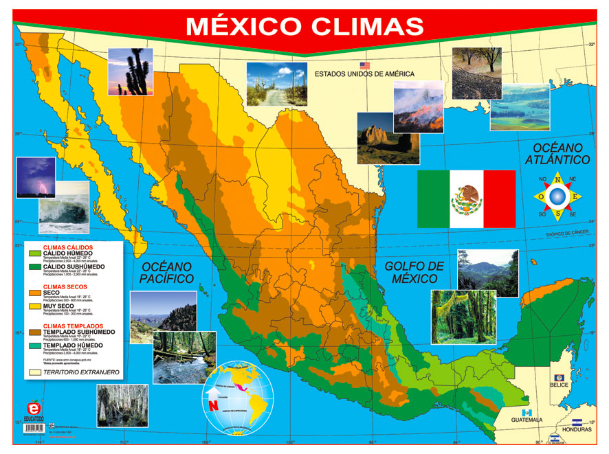 POSTER MEXICO CLIMAS C/B