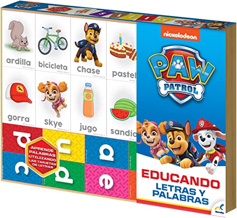 EDUCANDO LETRAS Y PALABRAS EN CAJA DE MADERA PAW PATROL