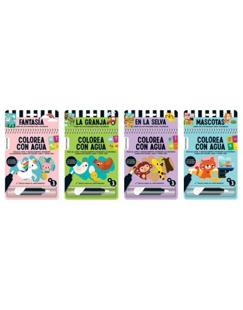 Libro colorear 15x19cm colorea con agua 10 pag 4 mod