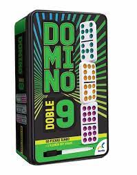 DOMINÓ DOBLE 9, 55 FICHAS PASTA, CAJA METÁLICA