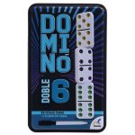 DOMINÓ DOBLE 6, 28 FICHAS PASTA, CAJA METÁLICA